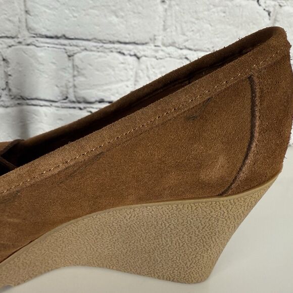Mia Brigitta Wedge Heel Pump Suede Leather Tasseled Loafers Brown Women 10 Shoes - Picture 12 of 15